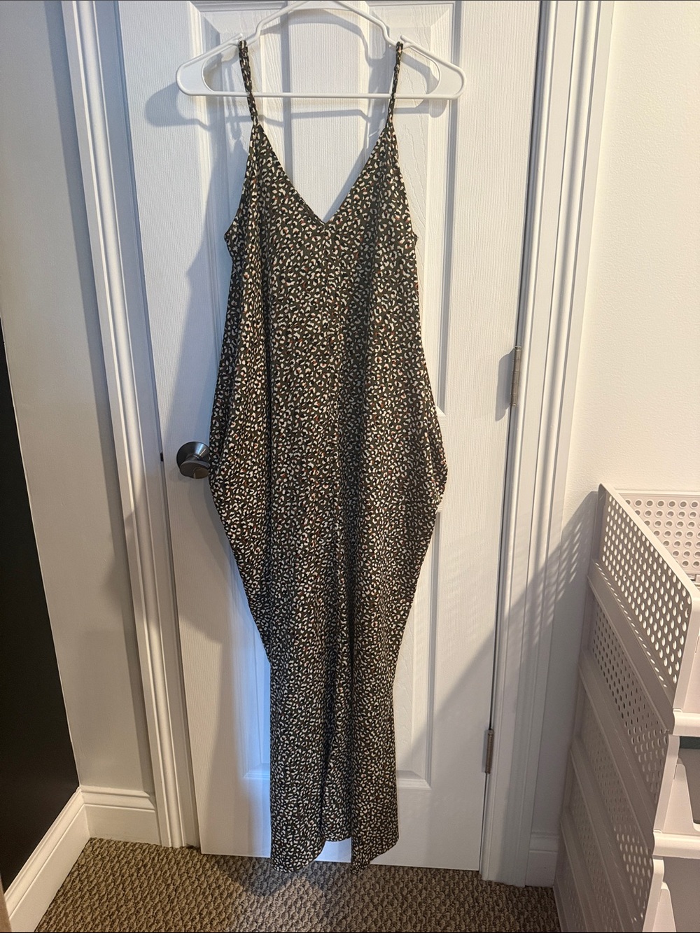 Sleeveless Printed Maxi Dress in Olive, Black and Cream - Versatile Summer Style